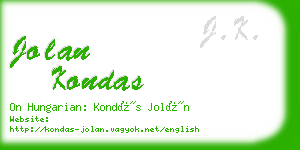 jolan kondas business card